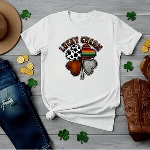 Lucky Charm Clover Tee • Western Serape Cow Print Graphic • St. Patrick’s Day